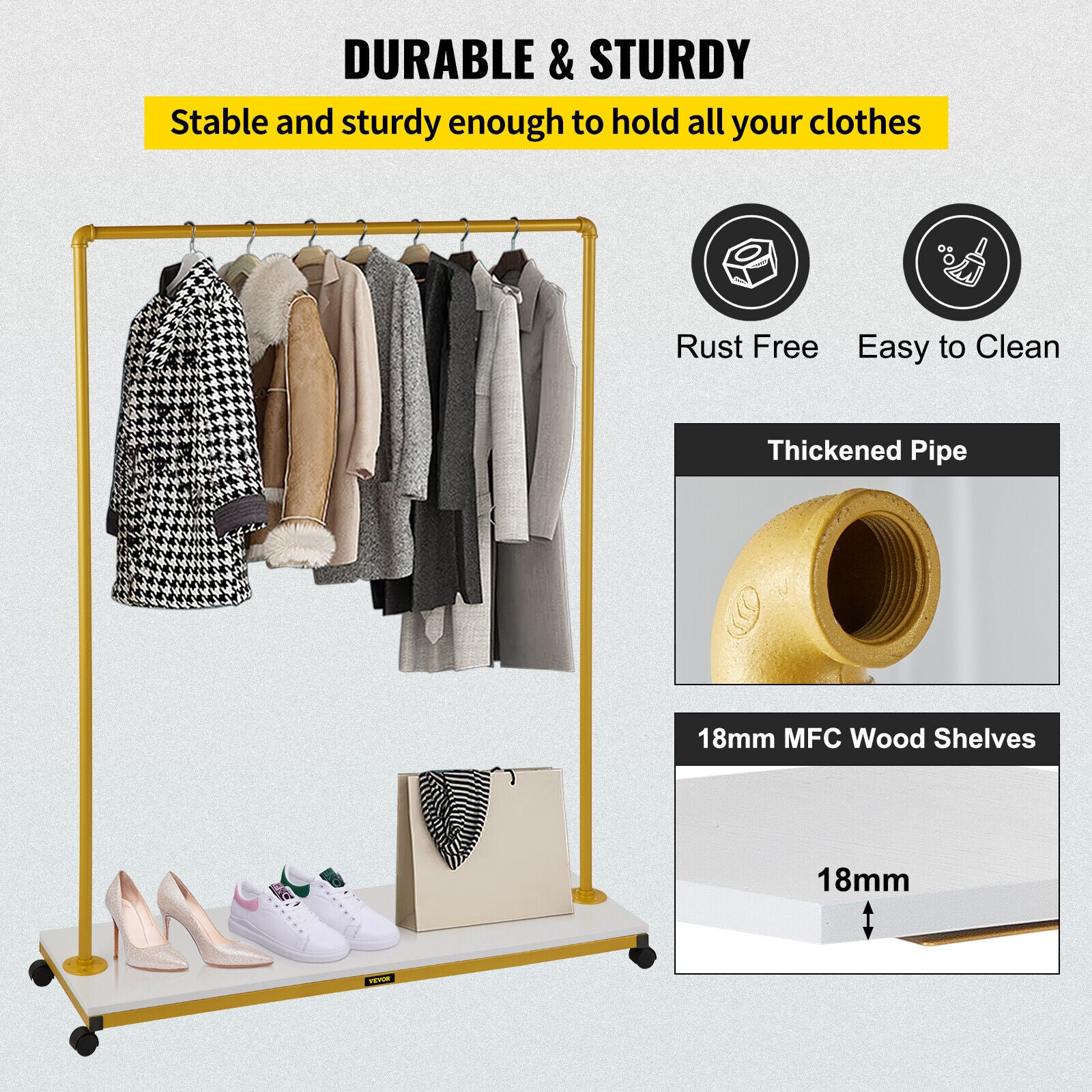 Heavy Duty Garment Rack Clothes Rack Rolling with Wheels – Smart Home