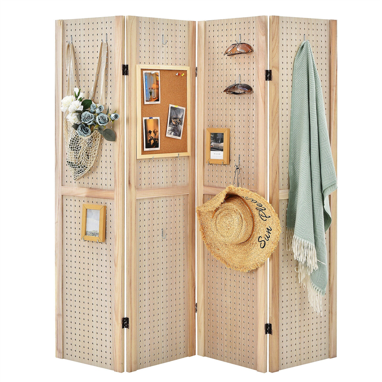 4-Panel Partition Room Divider Folding Privacy Screen