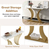 Modern Console Gold Entryway Table with White Faux Marble Tabletop 100CM
