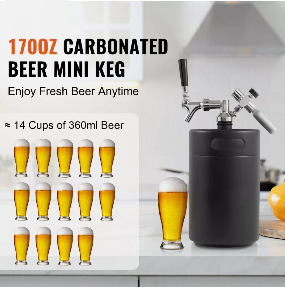 5L Adjustable Mini Beer Keg Pressurized Growler Draft Beer Growler Home Portable AU