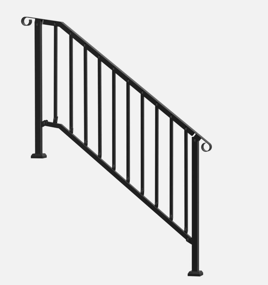 Heavy Duty 5-6 Step  Retro Arch Handrails for Outdoor for Seniors Porch Deck Black