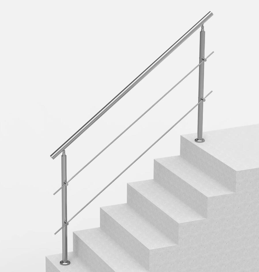 70.9in Heavy Duty Adjustable Handrails for Outdoor Steps 3 Crossbars Staircase AU