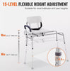 Adjustable Sliding Tub Transfer Bench Shower Chair & Strong Cut-Out Seat Reversible Backrest