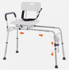 Adjustable Sliding Tub Transfer Bench Shower Chair & Strong Cut-Out Seat Reversible Backrest