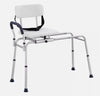 Adjustable Sliding Tub Transfer Bench Shower Chair & Strong Cut-Out Seat Reversible Backrest