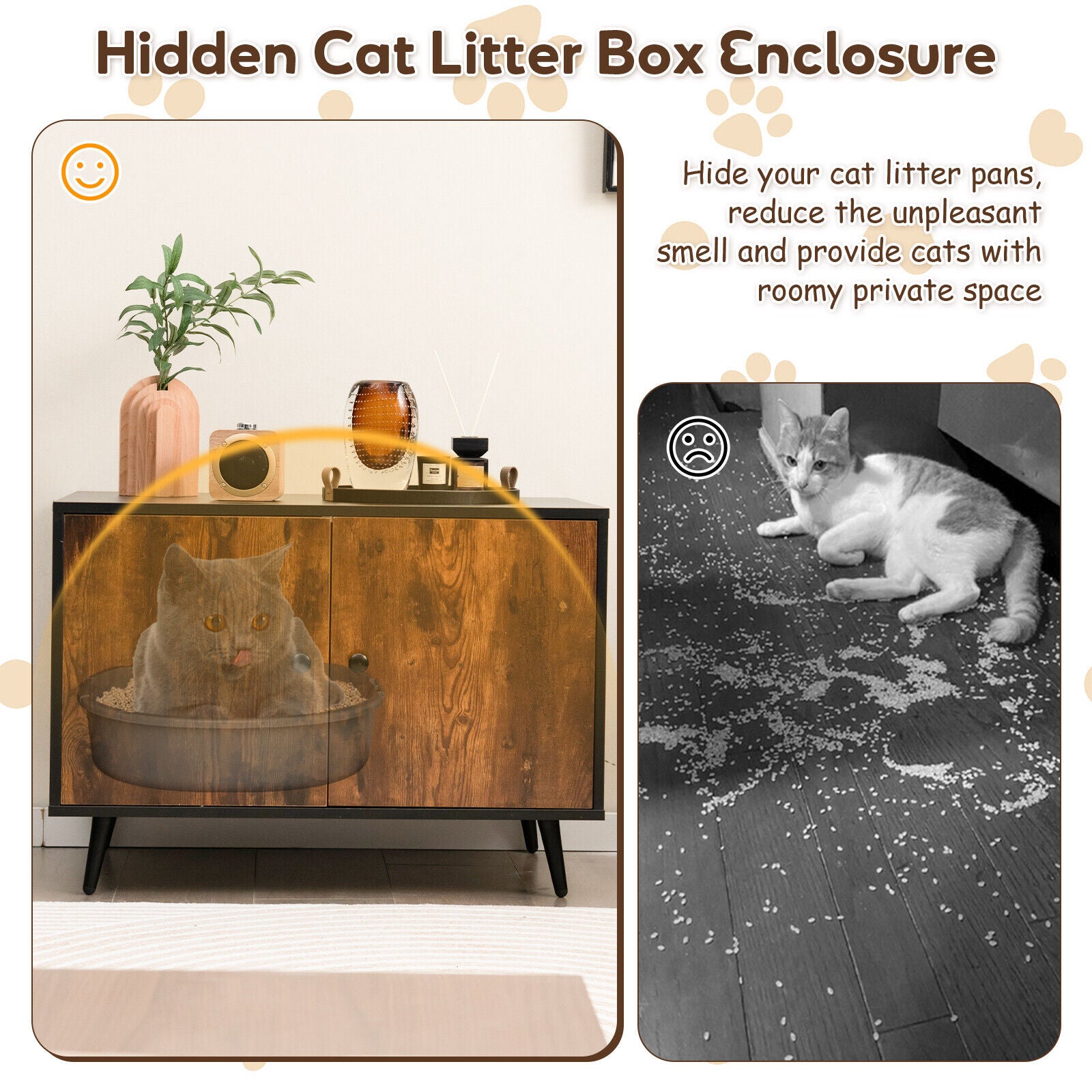 Living Room Cat Litter Box Enclosure Hidden Cat Washroom Furniture