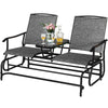 Large Outdoor Double Glider Patio Chair Loveseat Rocking with Center Table