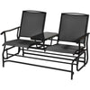 Large Outdoor Double Glider Patio Chair Loveseat Rocking with Center Table