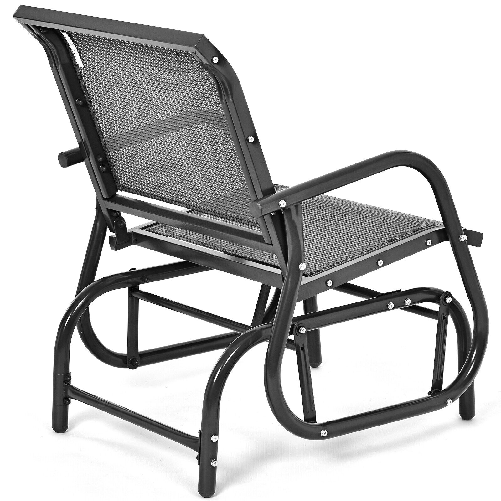 Premium Single Swing Glider Rocking Chair Armrest Garden Porch Backyard Outdoor