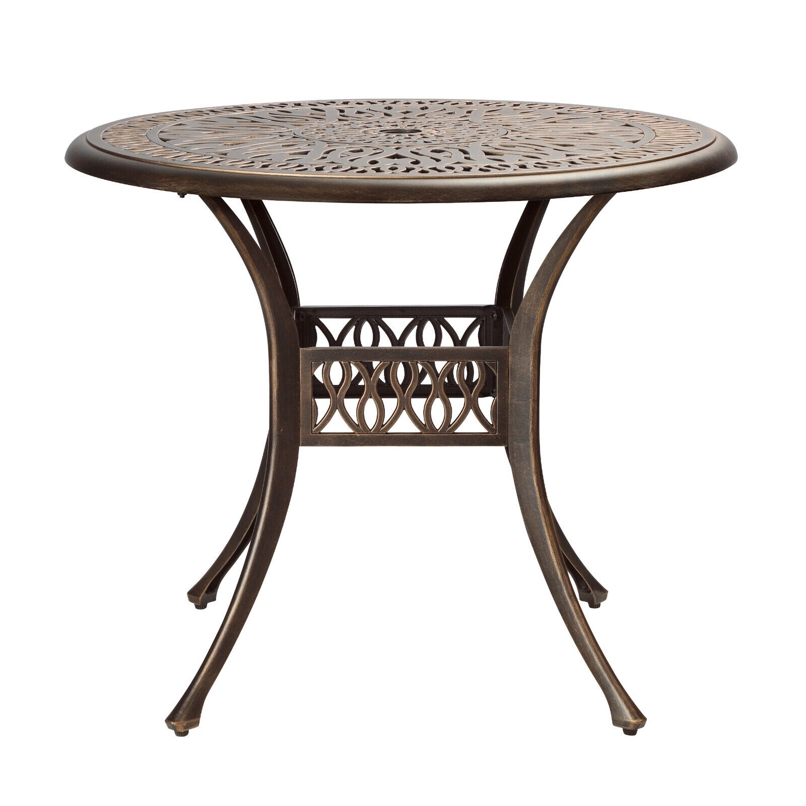 75CM Bronze Cast Aluminium Outdoor Garden Patio Dining Side Table With 50mm Umbrella Hole