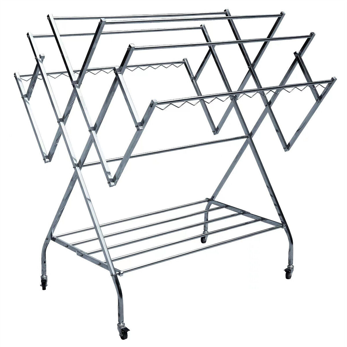 6 Tiers Stainless steel Foldable Clothes Airer Heavy Duty Collapsible Clothes Drying Rack