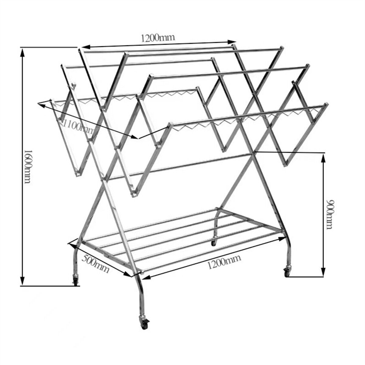 6 Tiers Stainless steel Foldable Clothes Airer Heavy Duty Collapsible Clothes Drying Rack