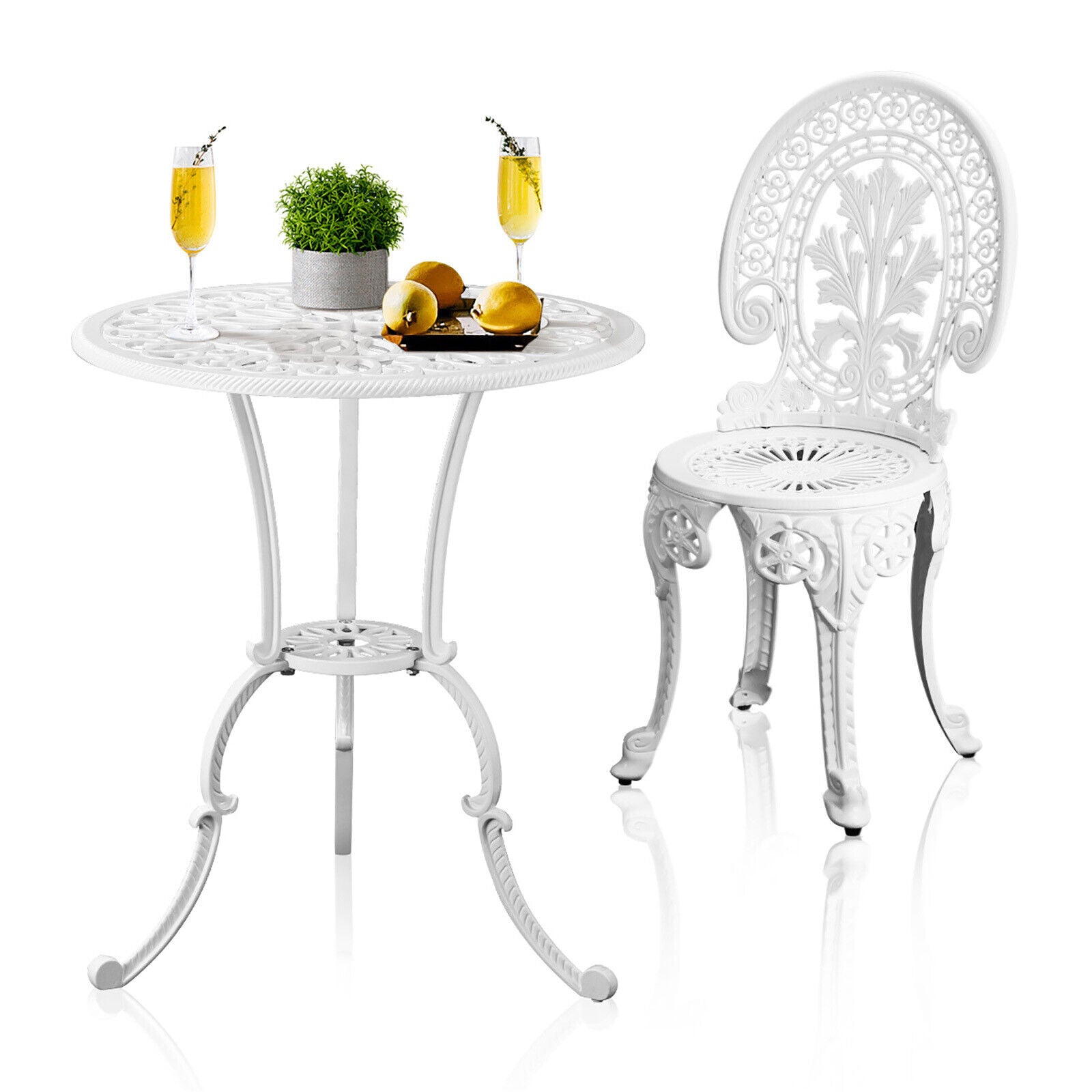 3PCS Premium Outdoor Cast Aluminium Table and Chair Bistro Setting Patio Set