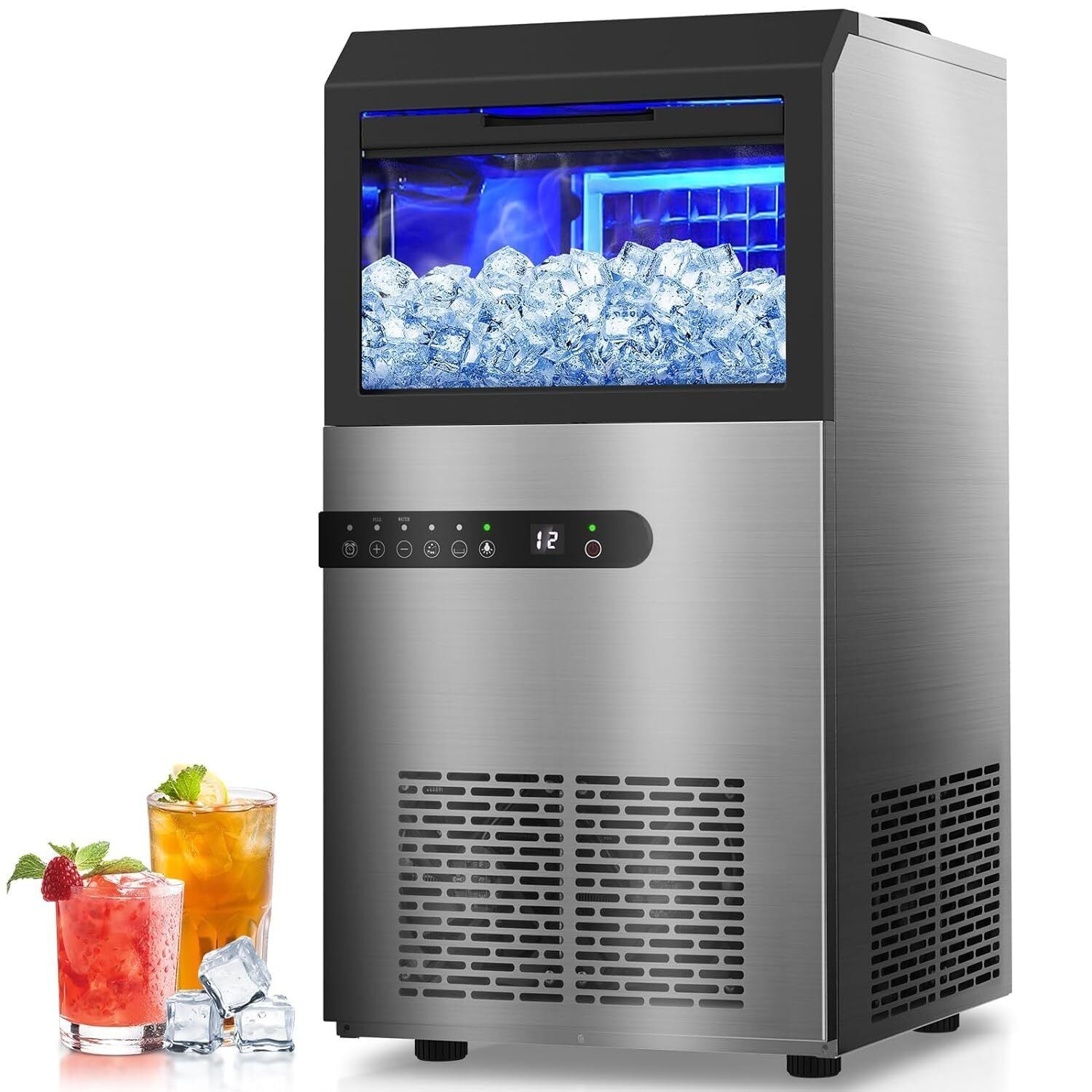 45KG/24HR Stainless Steel Commercial Ice Maker Machine Portable Ice Cube Tray