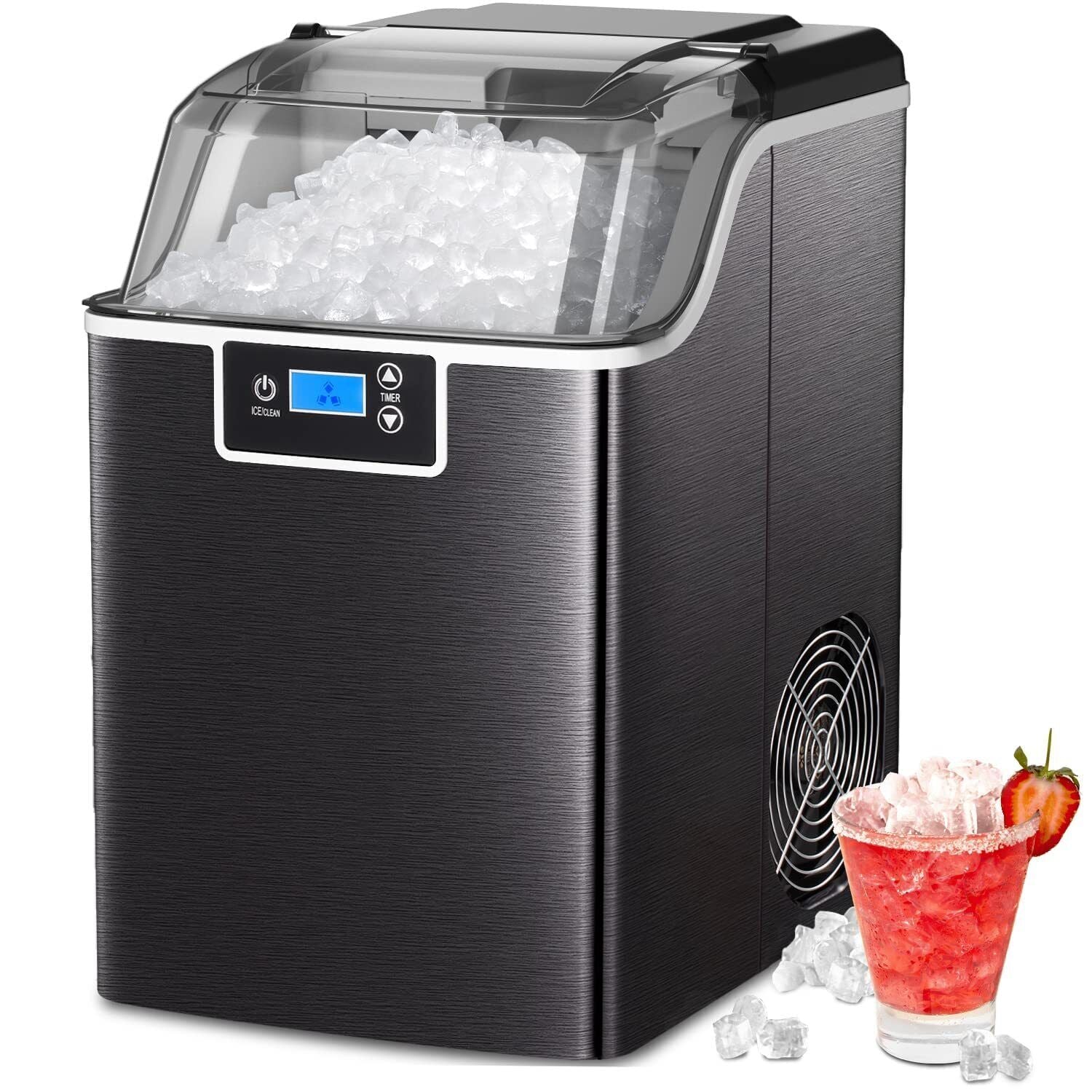 2.8L Portable Efficient Nugget Ice Maker Countertop with Self-Cleaning for Home Kitchen Office Bar