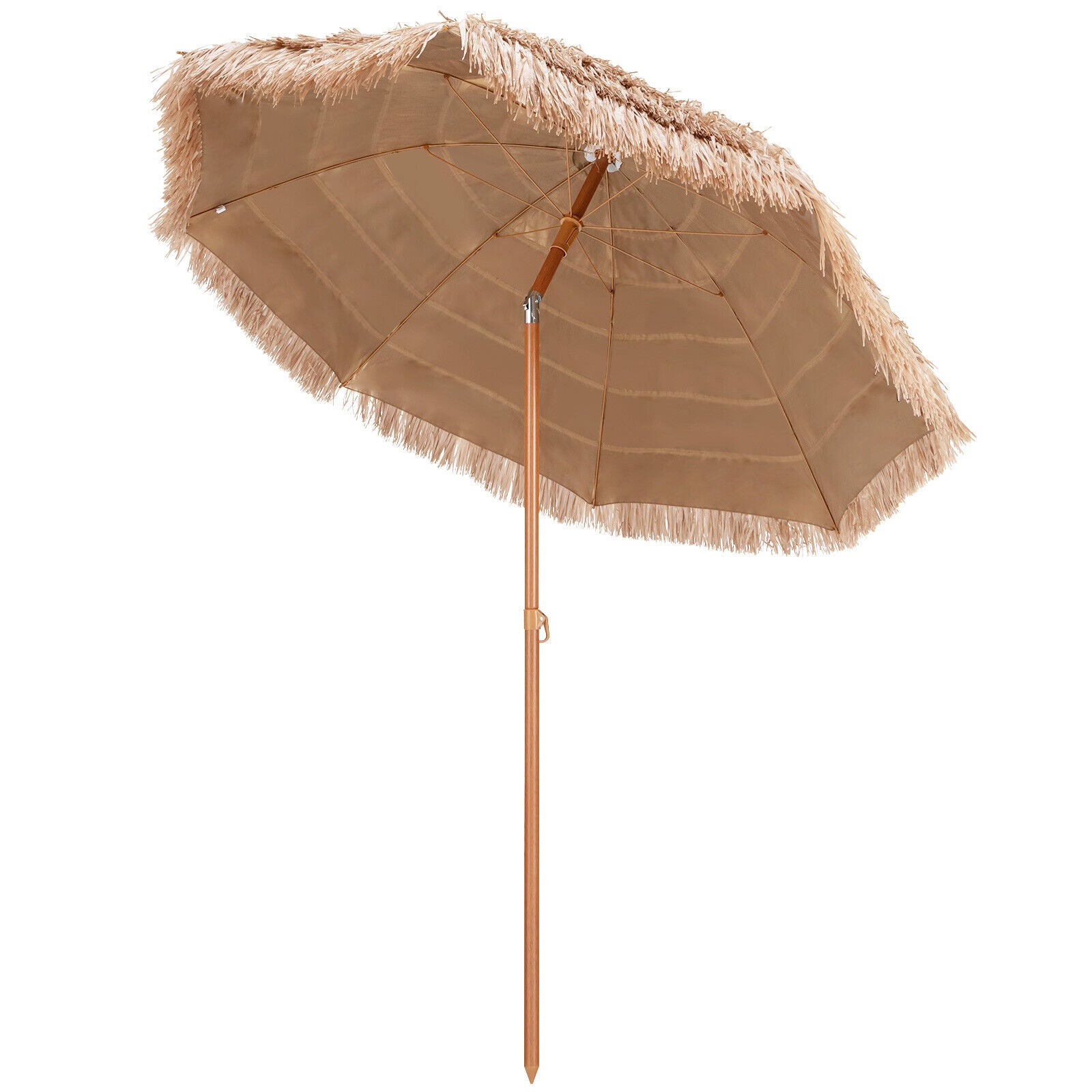 NEW 2.43M Portable Thatched Patio Tiki Umbrella 8 Ribs Hawaiian Hula Beach