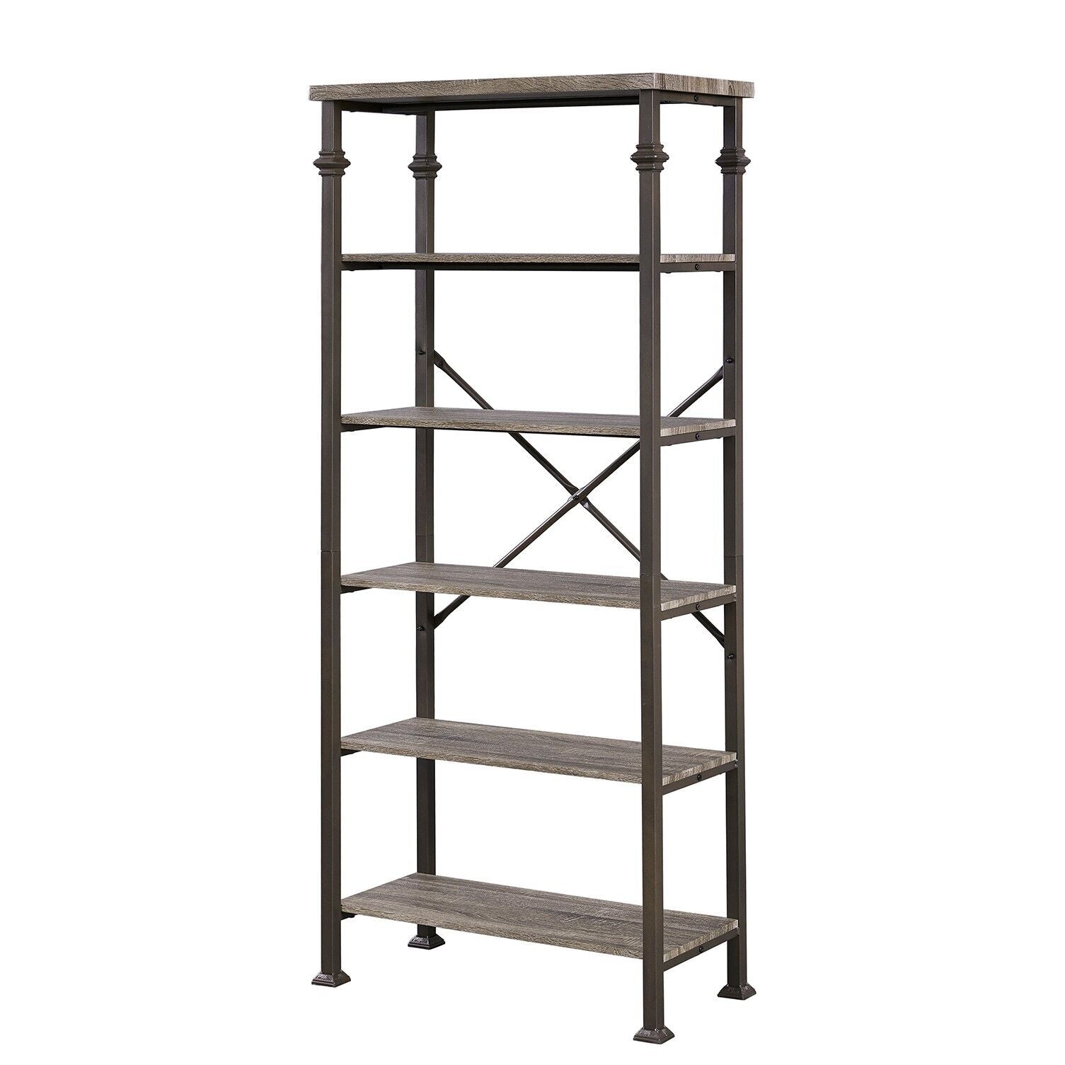 6-Tier Rustic Industrial Bookshelf Bookcase