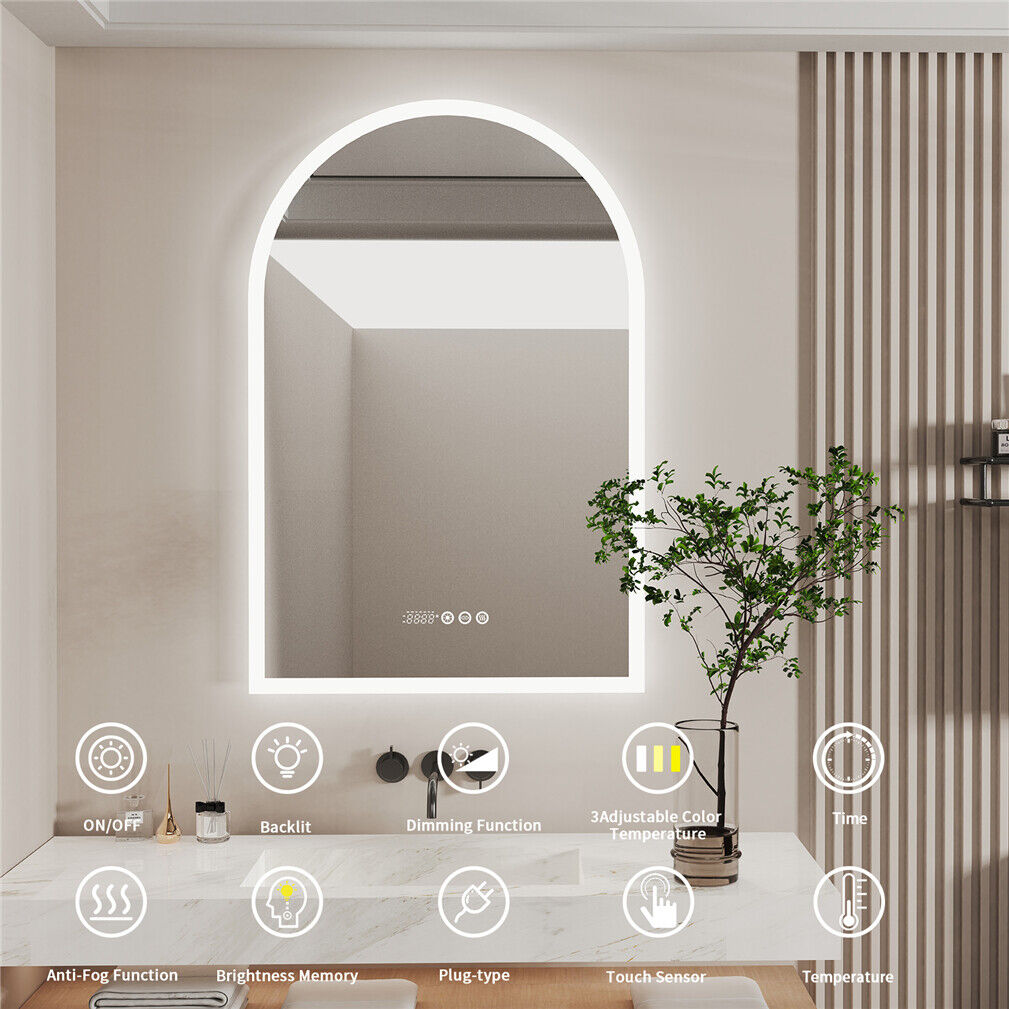 Arch-Shape LED Bathroom Mirror Backlit Frameless Lighted Mirror