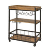 Kitchen Trolley with Wine Rack Glass Rack and Serving Tray