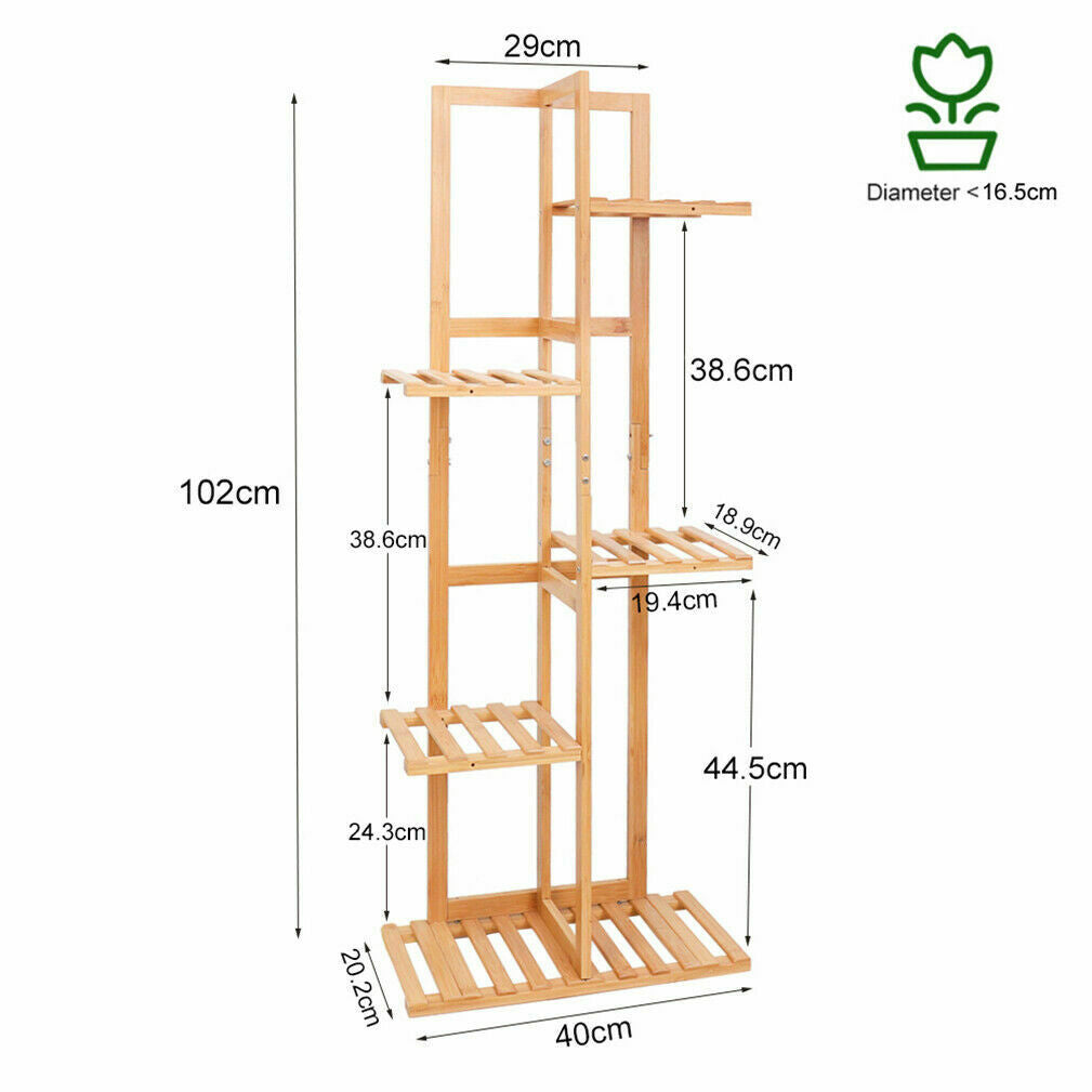 6/7 Pot Bamboo Flower Shelf Rack Plant Stand