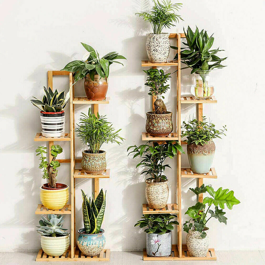 6/7 Pot Bamboo Flower Shelf Rack Plant Stand