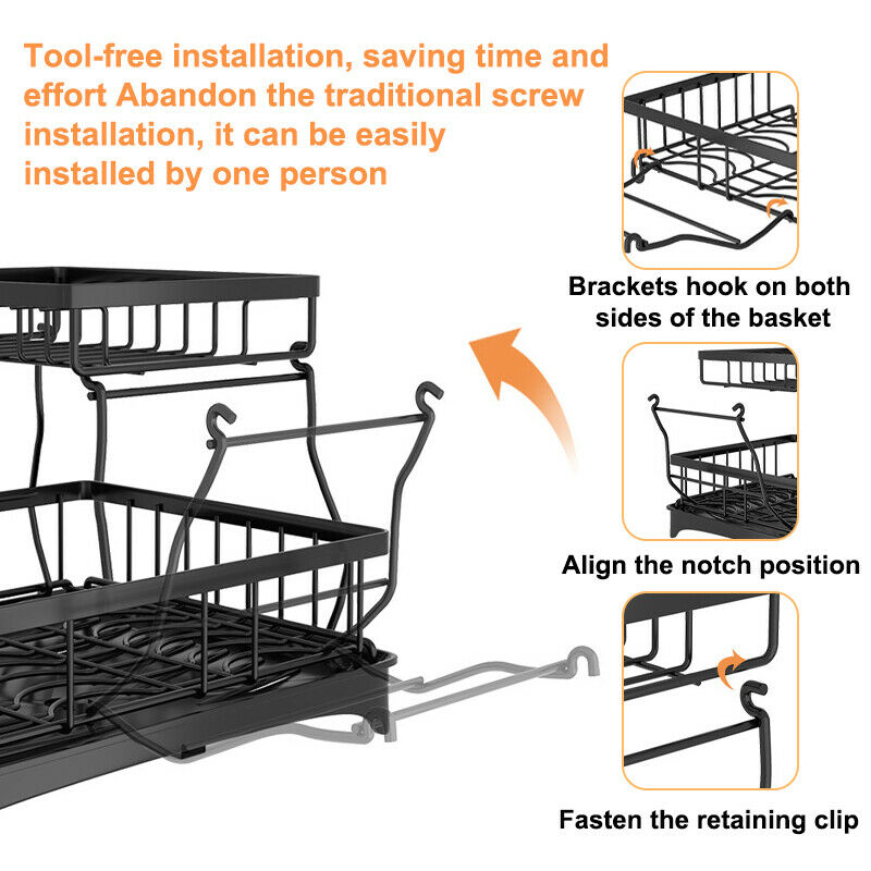 Kitchen Dish Cup Drying Rack Drainer Dryer Tray Cutlery Holder Organizer