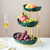 3 Tier Ceramic Fruit Bowl Metal Stand