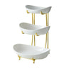 3 Tier Ceramic Fruit Bowl Metal Stand